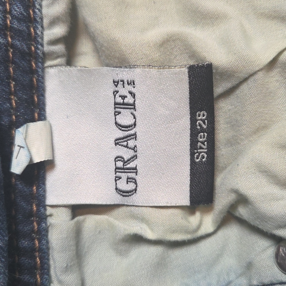 Grace in LA Blue Jeans with Brown Embroidery - Picture 8 of 10